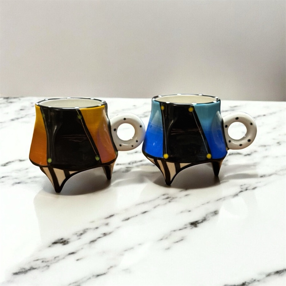 Carnival hand painted his & hers coffee mugs
